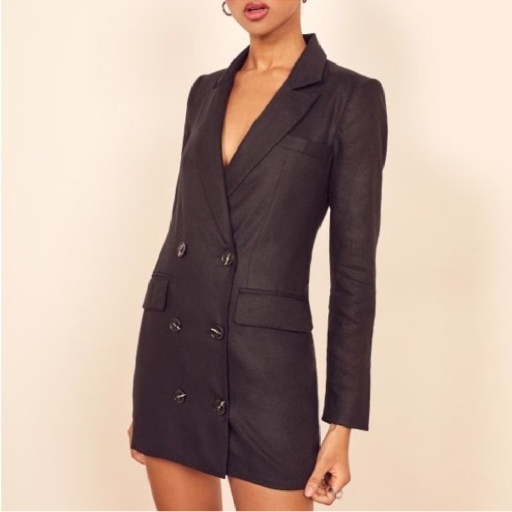 Reformation Maxwell Blazer Dress in Black sz XS